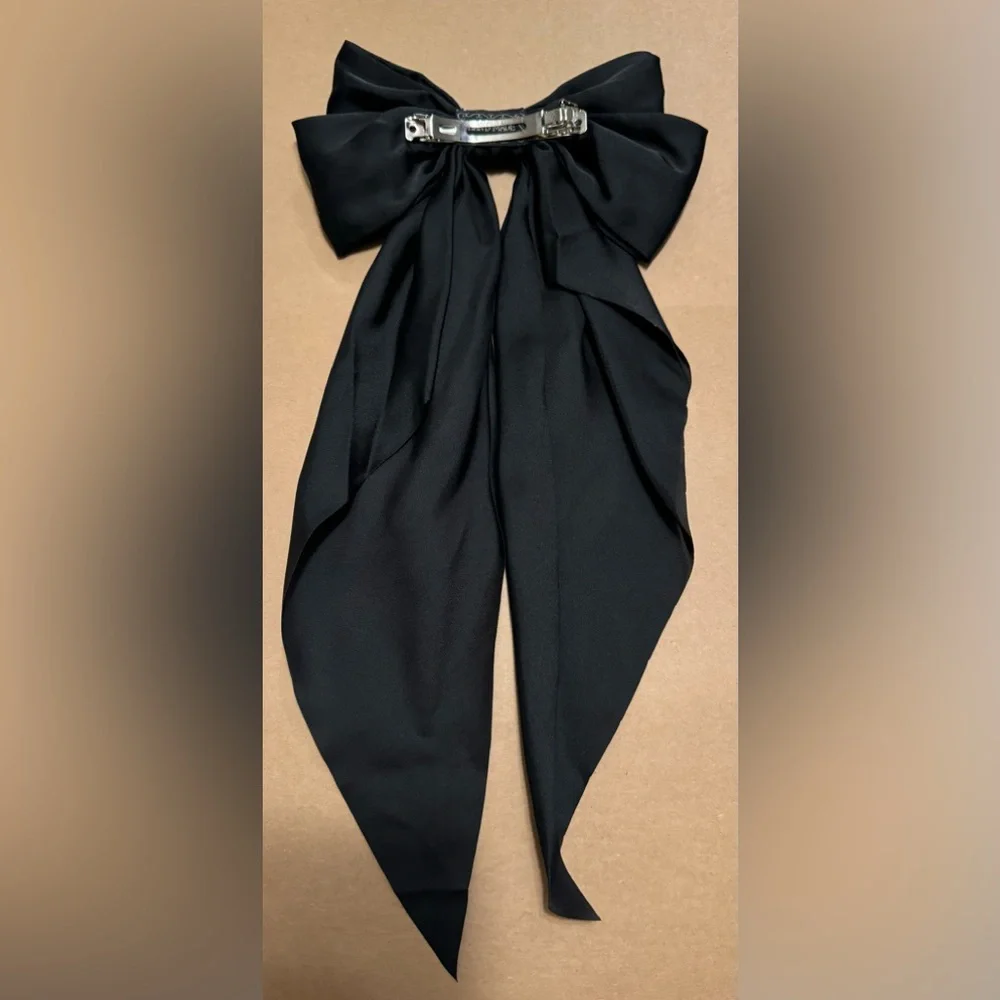Extra long black hair bow - Picture 2 of 2